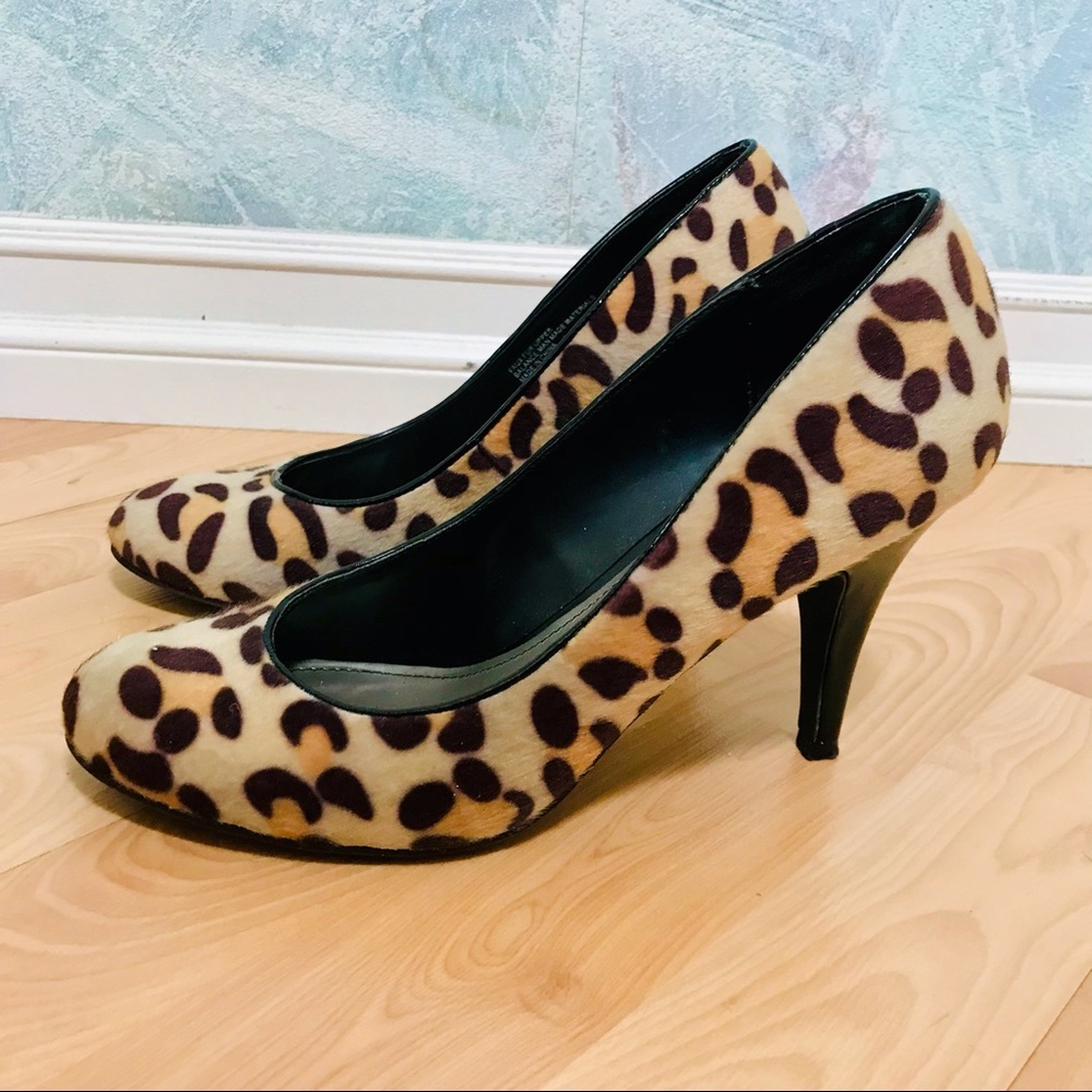 Women’s 90’s Vintage Style Fergalicious High Heels Faux Fur Leopard Print Size 8